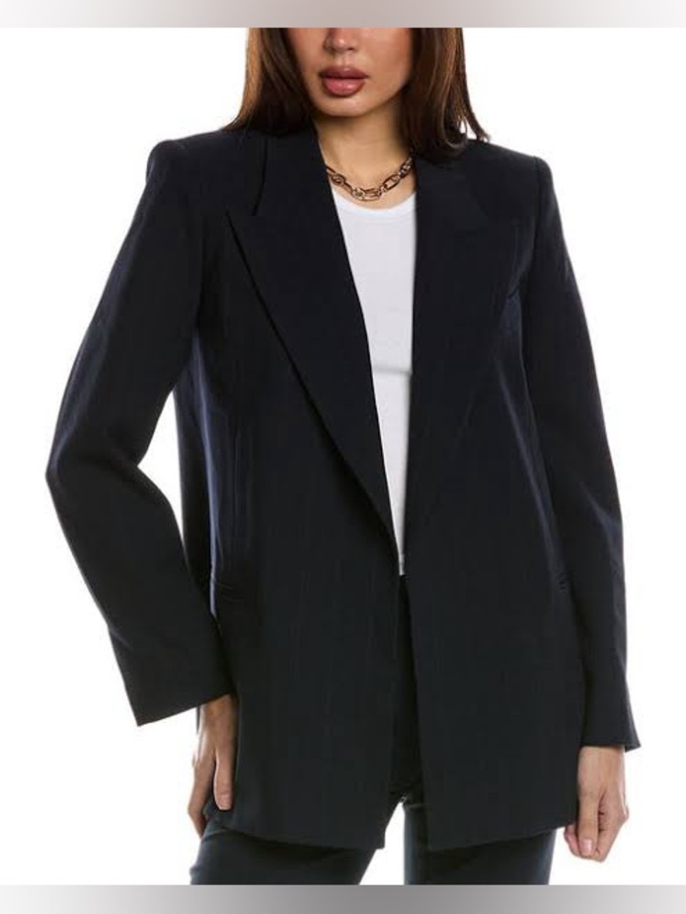 NWT Reiss Willow Navy Pinstripe Wool Blend Blazer, Size 4